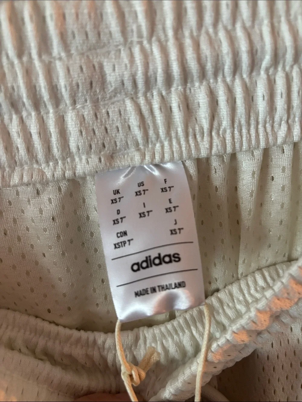 Adidas Cream Athletic Mesh Shorts with Mint Trim